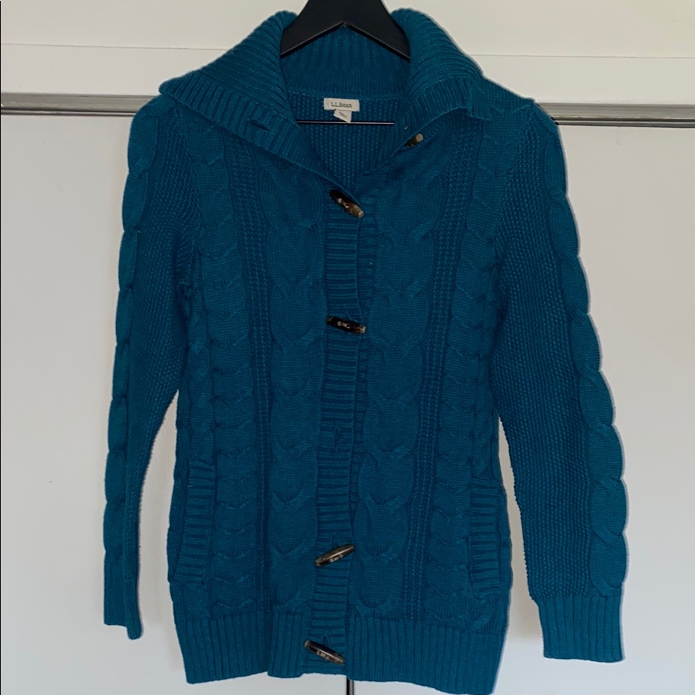 L.L. Bean Women's Blue Cable Knit Sweater